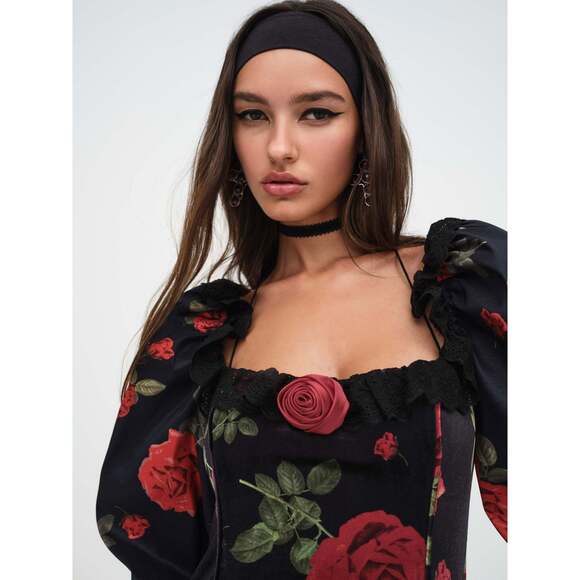 For Love & Lemons Yara Mini Dress Size MM / Black - Picture 3 of 5